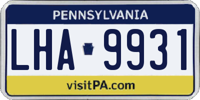PA license plate LHA9931