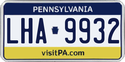 PA license plate LHA9932