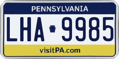 PA license plate LHA9985