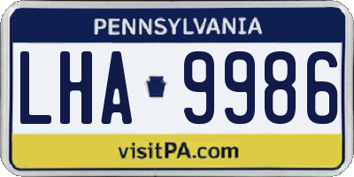 PA license plate LHA9986