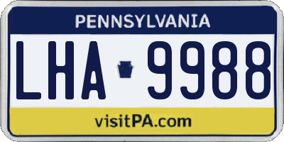 PA license plate LHA9988