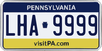 PA license plate LHA9999
