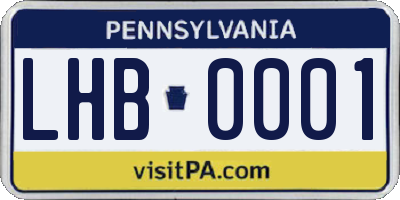 PA license plate LHB0001