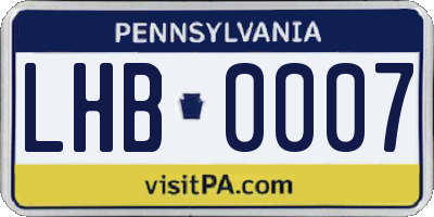 PA license plate LHB0007