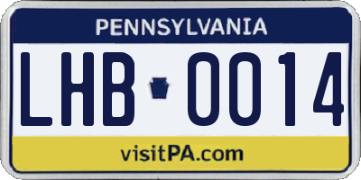 PA license plate LHB0014