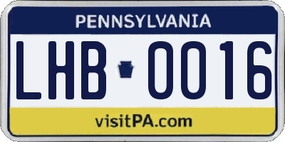 PA license plate LHB0016