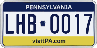 PA license plate LHB0017
