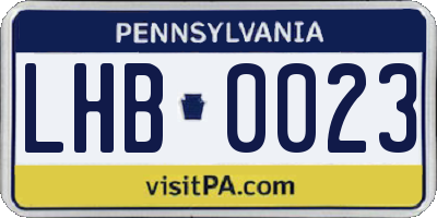 PA license plate LHB0023