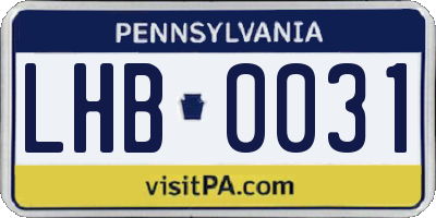 PA license plate LHB0031