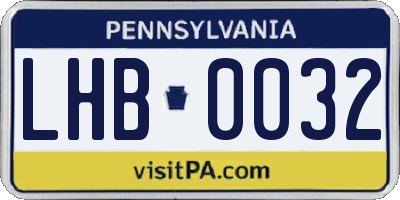 PA license plate LHB0032