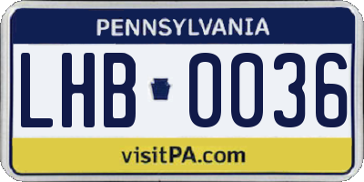 PA license plate LHB0036