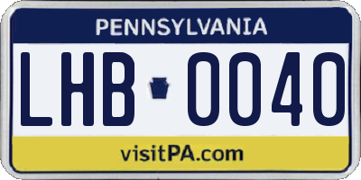 PA license plate LHB0040