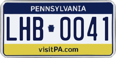 PA license plate LHB0041