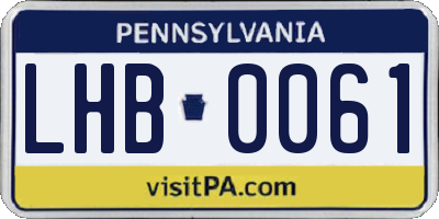PA license plate LHB0061