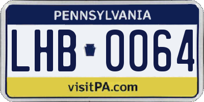 PA license plate LHB0064