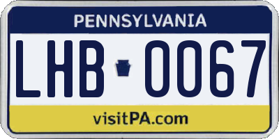 PA license plate LHB0067