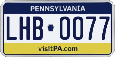 PA license plate LHB0077
