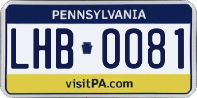 PA license plate LHB0081