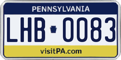 PA license plate LHB0083
