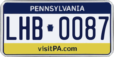 PA license plate LHB0087