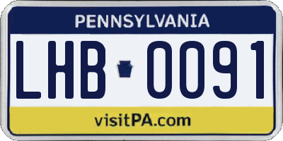 PA license plate LHB0091