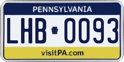 PA license plate LHB0093