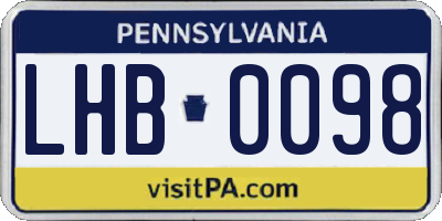 PA license plate LHB0098