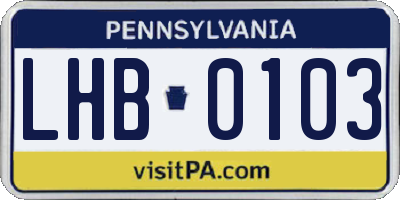 PA license plate LHB0103