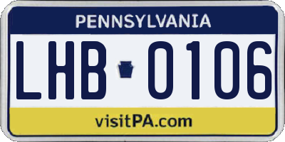 PA license plate LHB0106