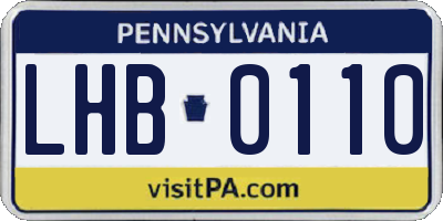 PA license plate LHB0110