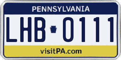 PA license plate LHB0111