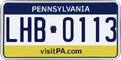 PA license plate LHB0113