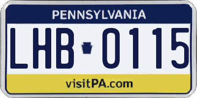 PA license plate LHB0115