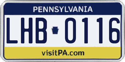 PA license plate LHB0116