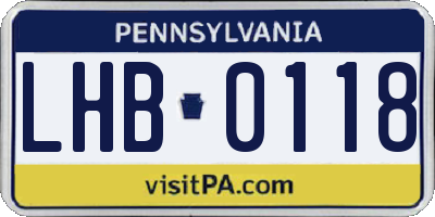 PA license plate LHB0118