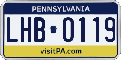 PA license plate LHB0119
