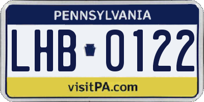PA license plate LHB0122