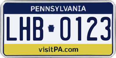 PA license plate LHB0123