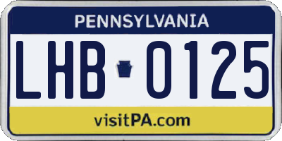 PA license plate LHB0125