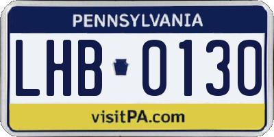 PA license plate LHB0130