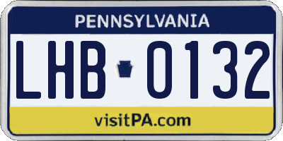 PA license plate LHB0132