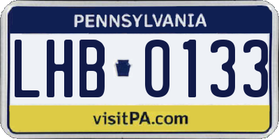 PA license plate LHB0133