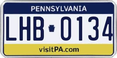 PA license plate LHB0134