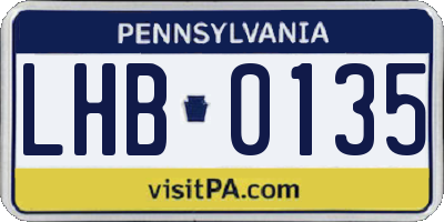 PA license plate LHB0135