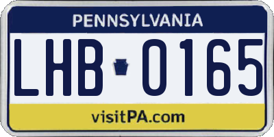 PA license plate LHB0165