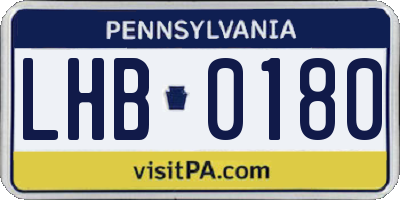PA license plate LHB0180