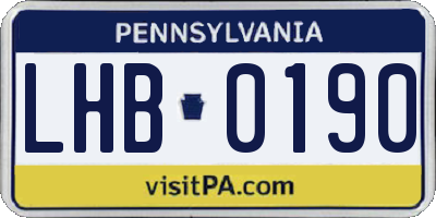 PA license plate LHB0190