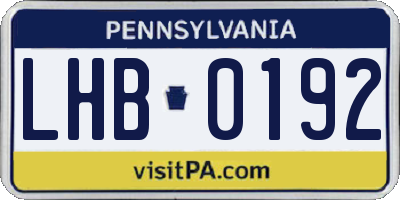 PA license plate LHB0192