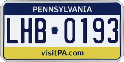 PA license plate LHB0193
