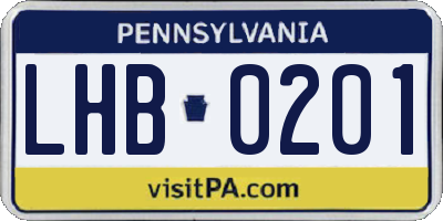 PA license plate LHB0201